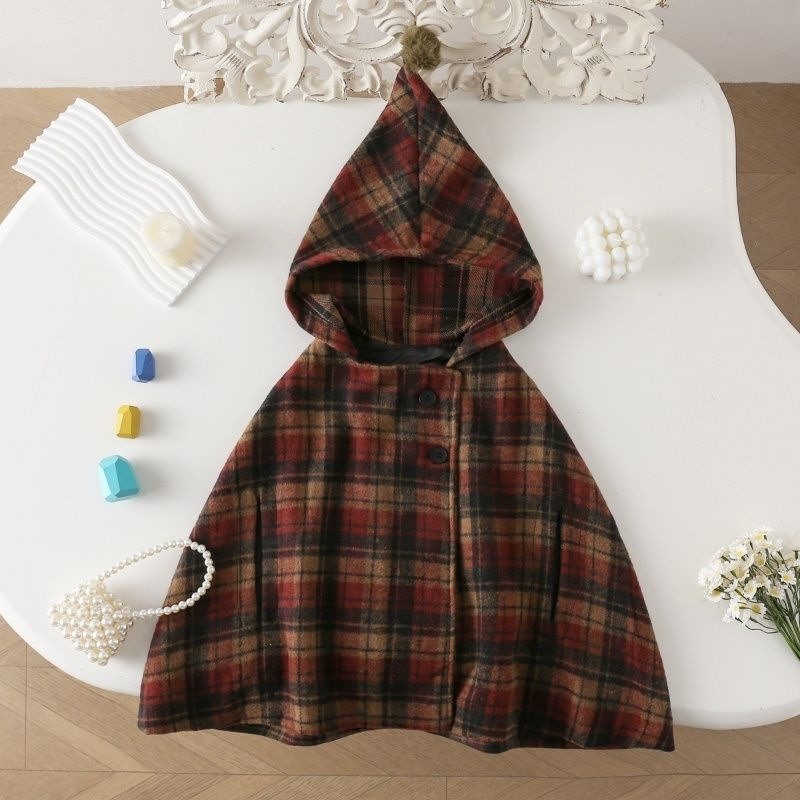 Winter Clothing Baby Girl - Mädchen Karierter Umhang Kindermantel Niedlicher Mädchenumhang
